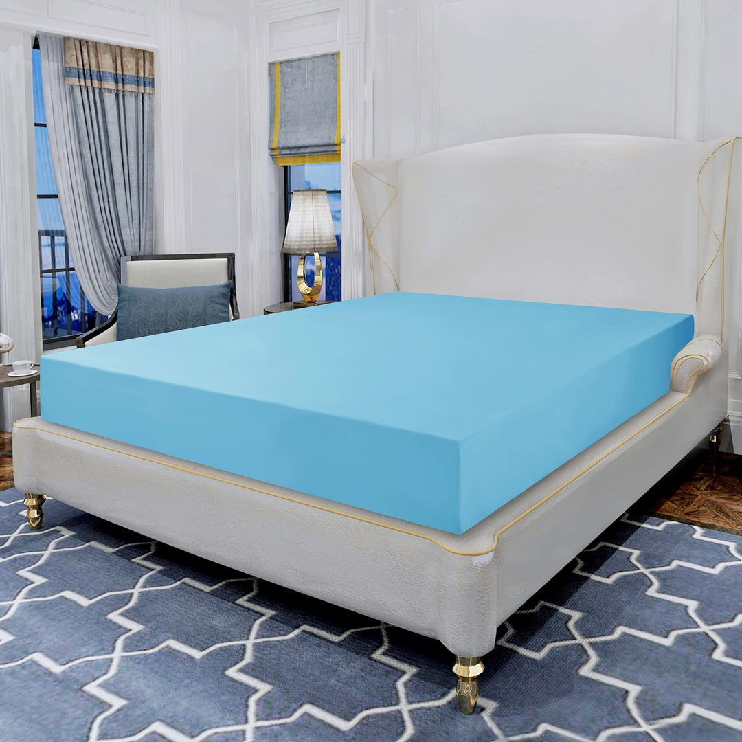 Luxurious Wrinkle Resistant 1500 Thread Count Egyptian Quality 1-Piece Fitted Sheet All Around Elastic -Deep Pocket- Ultra Soft Bottom Fitted Sheet, California King, Aqua Blue