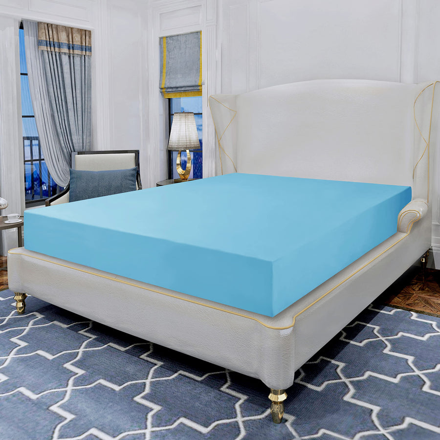 Luxurious Wrinkle Resistant 1500 Thread Count Egyptian Quality 1-Piece Fitted Sheet All Around Elastic -Deep Pocket- Ultra Soft Bottom Fitted Sheet, California King, Aqua Blue