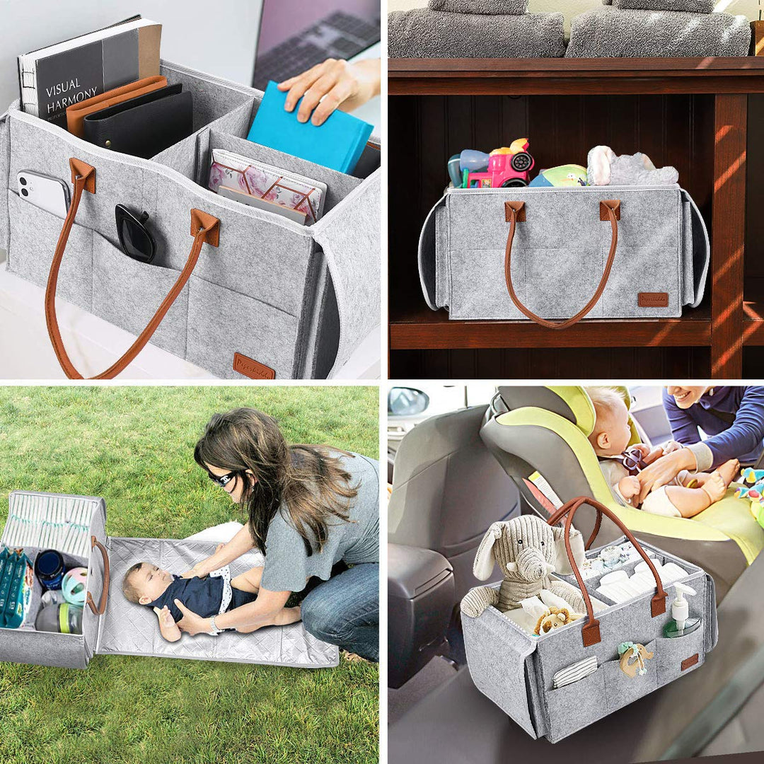 PAPERKIDDO Baby Diaper Caddy Organizer with Changing Ta