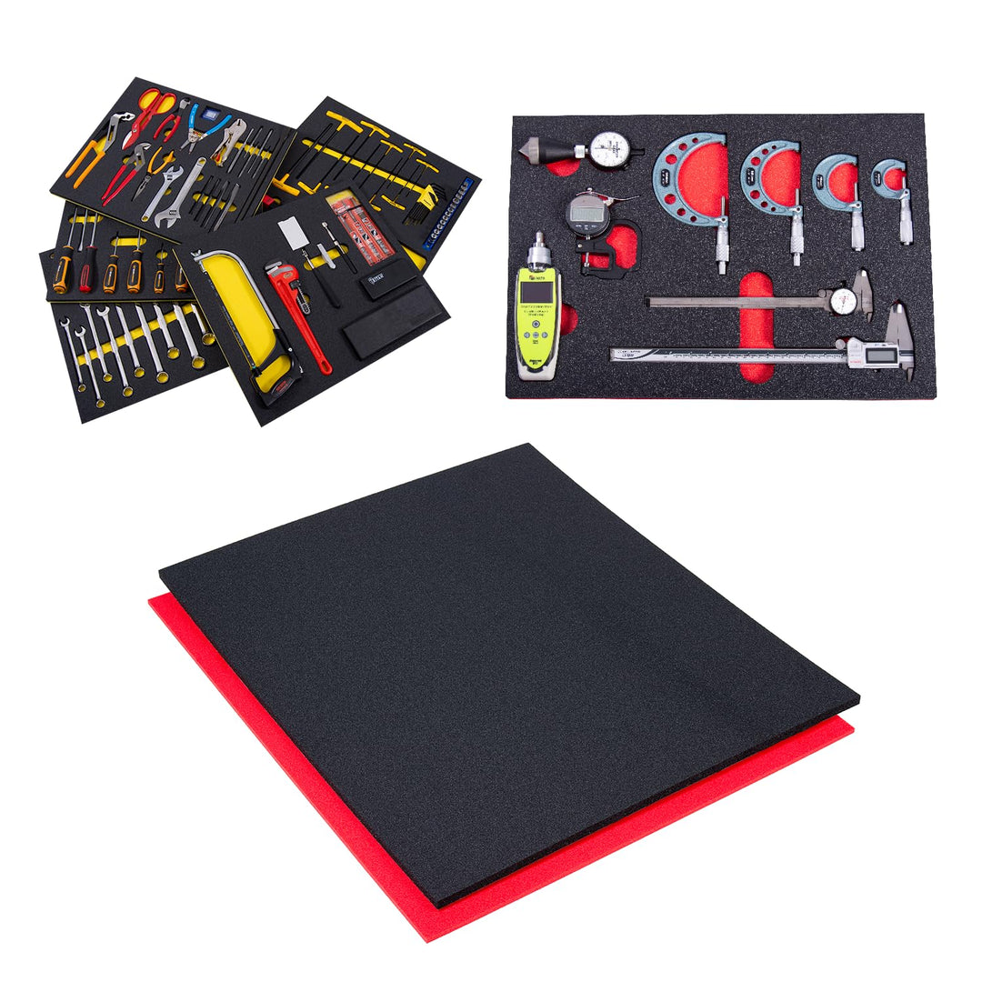 5S TOOL BOX SHADOW FOAM ORGANIZERS (2 COLOR) FITS CRAFTSMAN MODEL# 112225 TOP BOX (10.75 x 18.125, Black Top/Red Bottom)