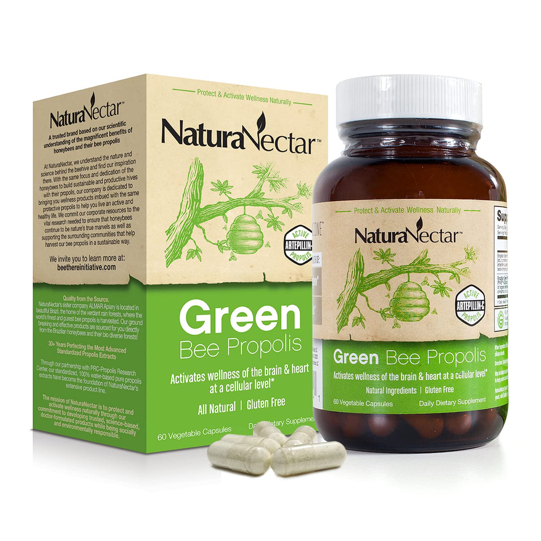 - Green Bee Propolis Capsules - NSF Contents Certified Brazilian Green Propolis - Gluten-Free Propolis Supplements with Flavonoids - Naturally Sourced Through Ethical Beekeeping (60pcs.)