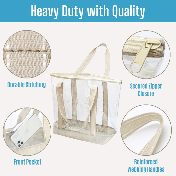 2 Packs Clear Bag Transparent Vinyl PVC Tote, Outdoor, Beach, Pool (Set of 2, Cyan)