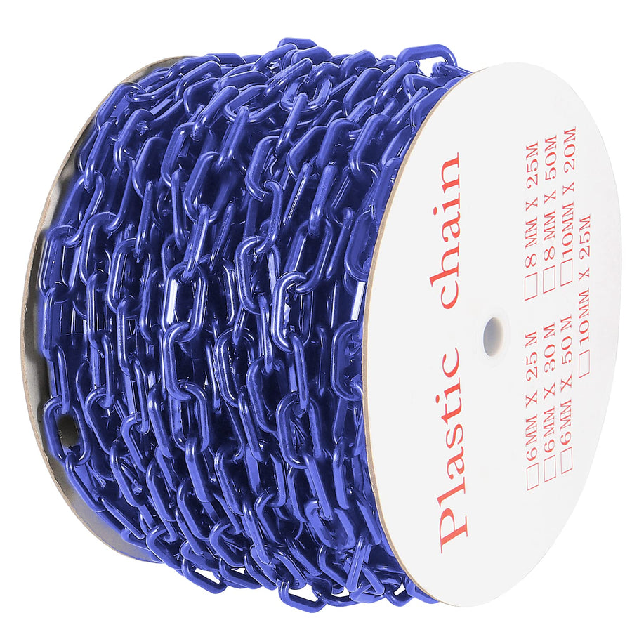 164 ft x 1.4 Inch Blue Plastic Chain Links, Plastic Safety Barrier Chains for Halloween Chain, Prop Chains, Crowd Control, Decoration Chains