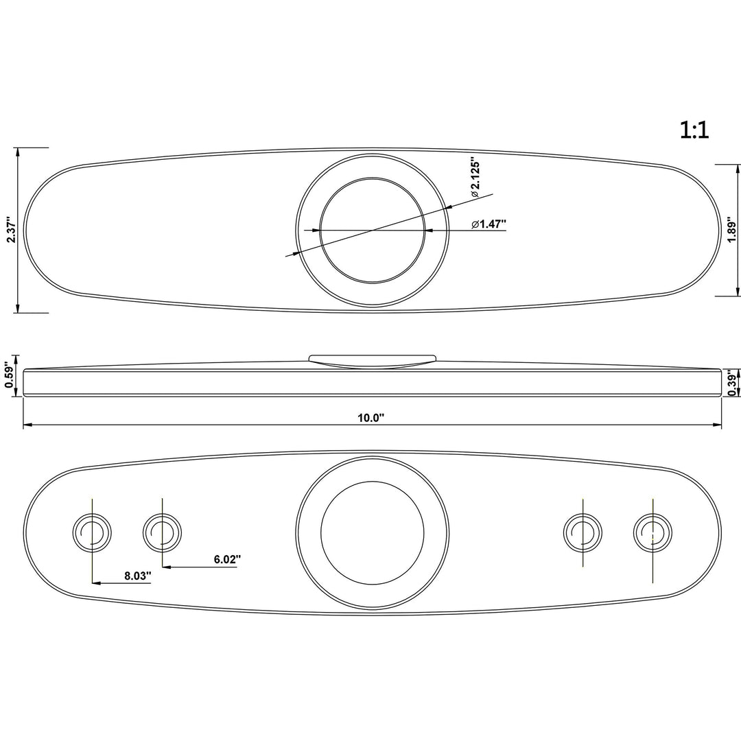1920SS 10 Kitchen Sink Faucet Deck Plate, Stainless Steel Finish