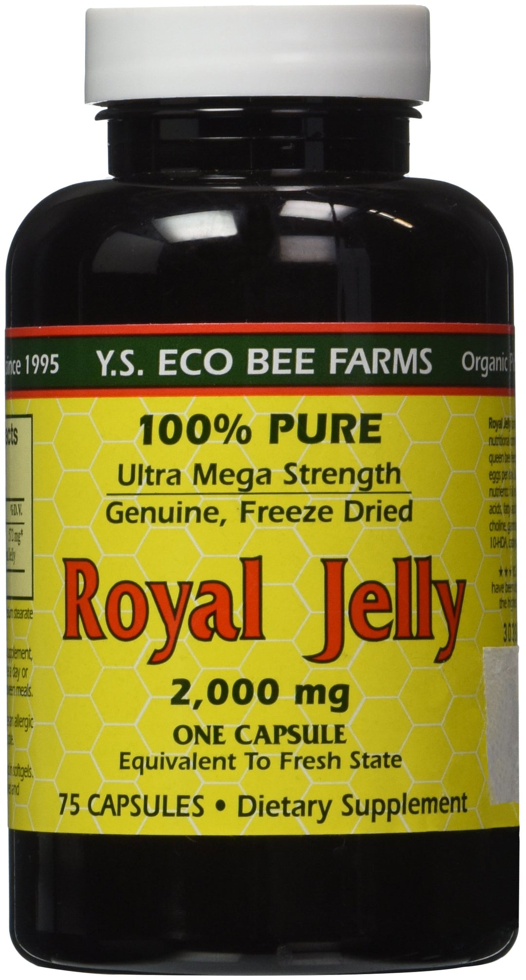 100% Pure Freeze Dried Fresh Royal Jelly - 2000 mg 75 Caps