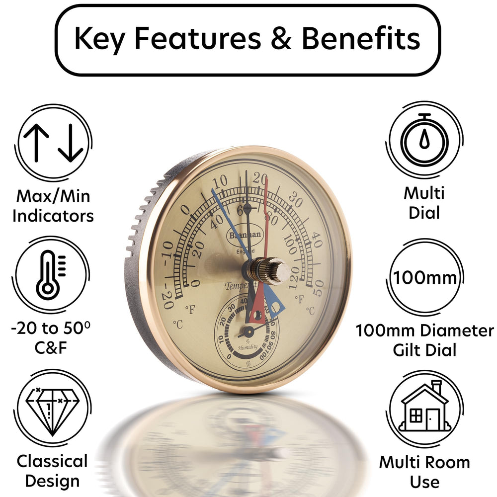 Max Min Thermometer and Hygrometer - Ideal Greenhouse Thermometer and Humidity Meter to Monitor Maximum and Minimum Temperatures and Humidity Easily Wall Mounted