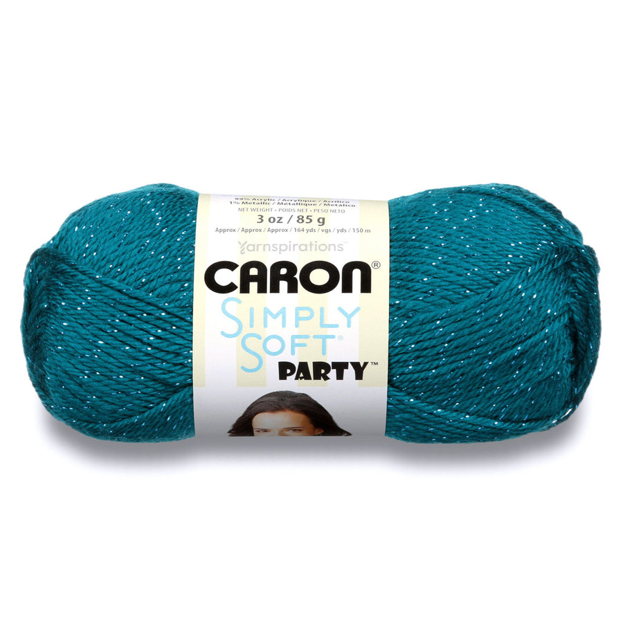 Simply Soft Party Yarn, Gauge 4 Medium Worsted, - 3 oz - Teal Sparkle - For Crochet, Knitting & Crafting