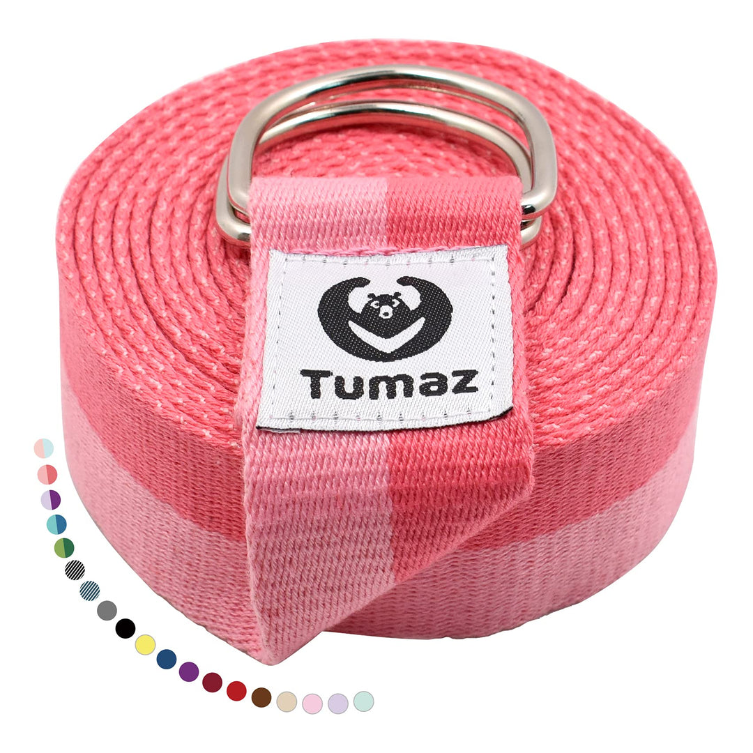 Yoga Strap/Stretch Bands [15+ Colors, 6/8/10 Feet Options] with Extra Safe Adjustable D-Ring Buckle, Durable and Comfy Delicate Texture - Best for Daily Stretching, Physical Therapy, Fitness