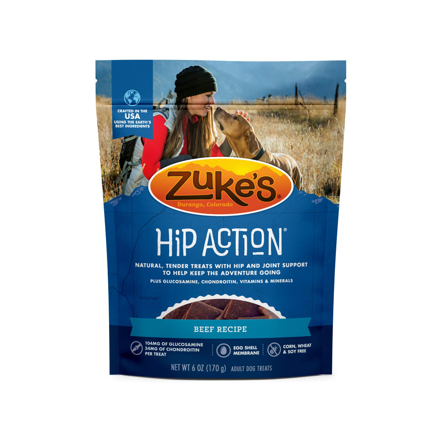 Zuke’s Hip Action, Hip And Joint Support Treats, Soft And Chewy Natural Beef Dog Treats, Beef Recipe - 6.0 OZ Bag