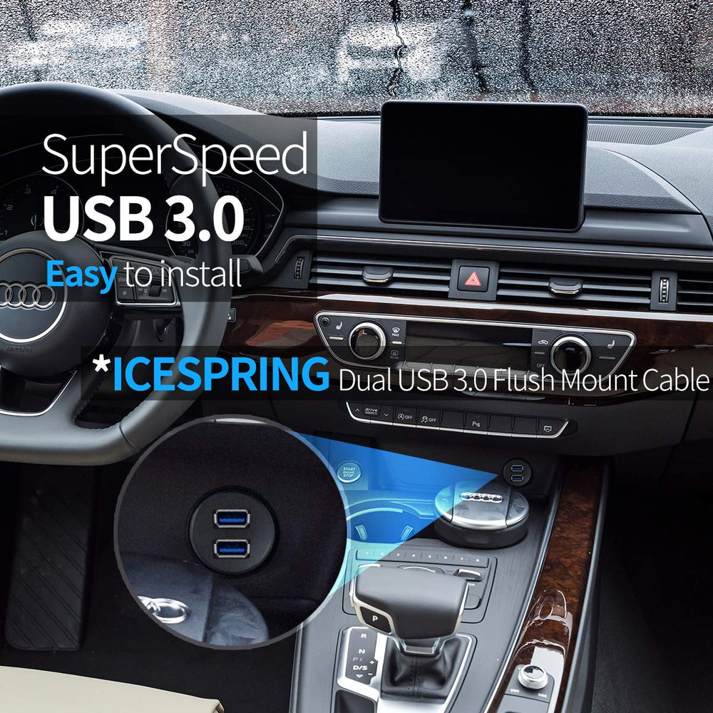 ICESPRING 2 Ports USB 3.0 Extension Cable, Flush Mount 
