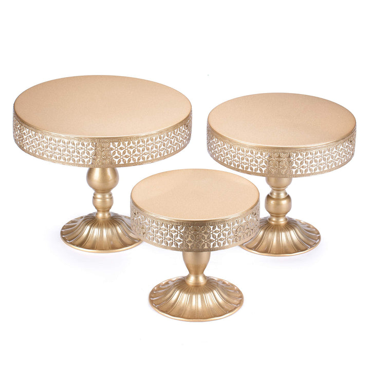 Set of 3 Cake Stands Round Modern Cake Stand Set Metal Cupcake Dessert Display Stand, Light Gold