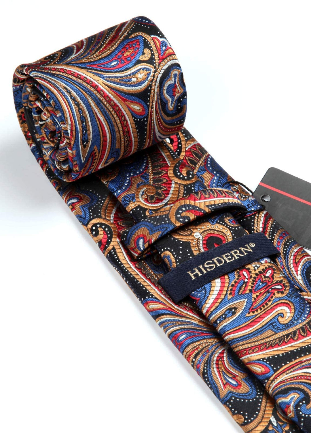 HISDERN Ties for Men Orange Paisley Tie and Pocket Squa