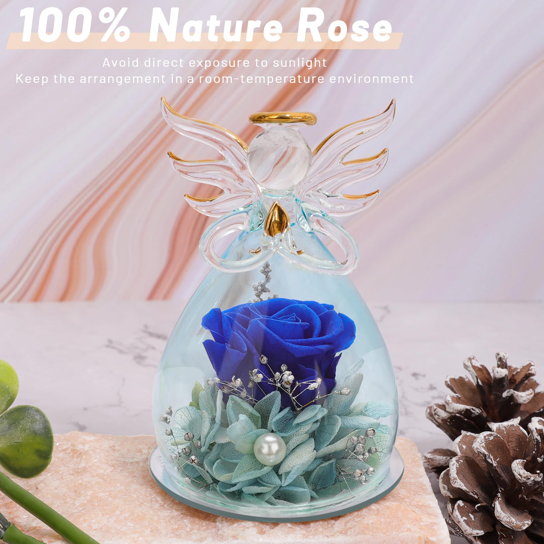 Preserved Flowers Real Rose Gifts for Sisters Angels Figurines Mothers Day Flowers Birthday Gifts Grandma Gifts Christian Gifts Thank You Gifts Loss of a Mother Sympathy Gifts