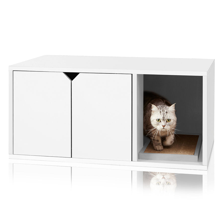 WAY BASICS Cat Litter Box Enclosure Hidden Furniture (Scratch Pad Included)