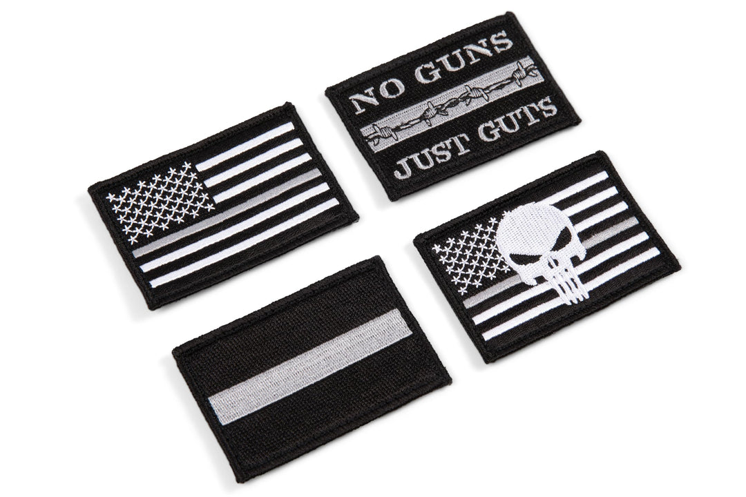 Thin Grey-Gray Line American Flag Patch 4-Pack, Correctional Officer, 2x3 inch, Hook and Loop Fastener/Backing, Tactical Accessory for Clothing-Jackets-Hats-Backpacks