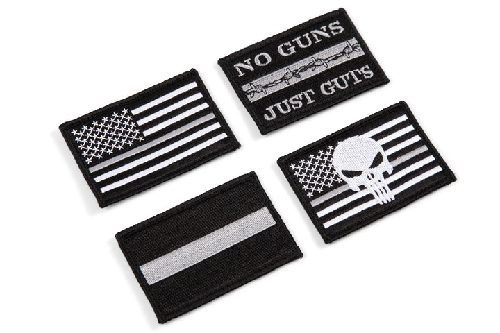 Thin Grey-Gray Line American Flag Patch 4-Pack, Correctional Officer, 2x3 inch, Hook and Loop Fastener/Backing, Tactical Accessory for Clothing-Jackets-Hats-Backpacks