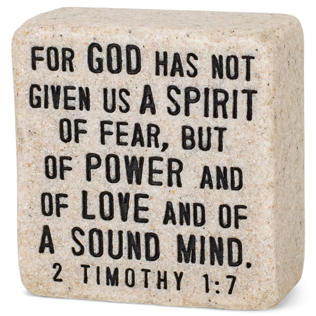 Fearless in God Scripture Block 2.25 x 2.25 Cast Stone Plaque