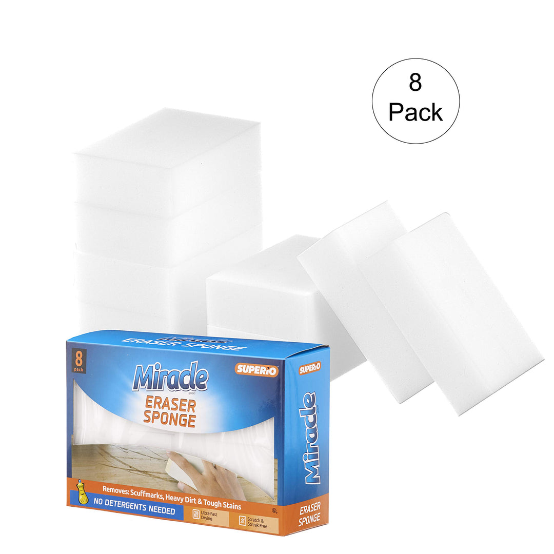 Superio Miracle Eraser Sponge 8 Pack- Removes: Scuffmar