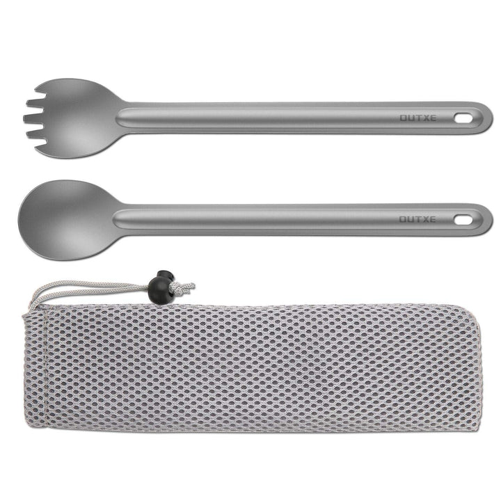 Titanium Long Handle Spork and Spoon, 8.7-Inch Soup Spoon, Camping Spork and Spoon, Eco-Friendly Coffee Spoon, Spork and Spoon Set