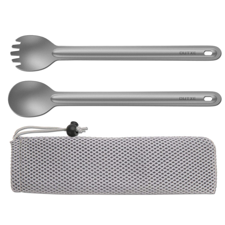 Titanium Long Handle Spork and Spoon, 8.7-Inch Soup Spoon, Camping Spork and Spoon, Eco-Friendly Coffee Spoon, Spork and Spoon Set