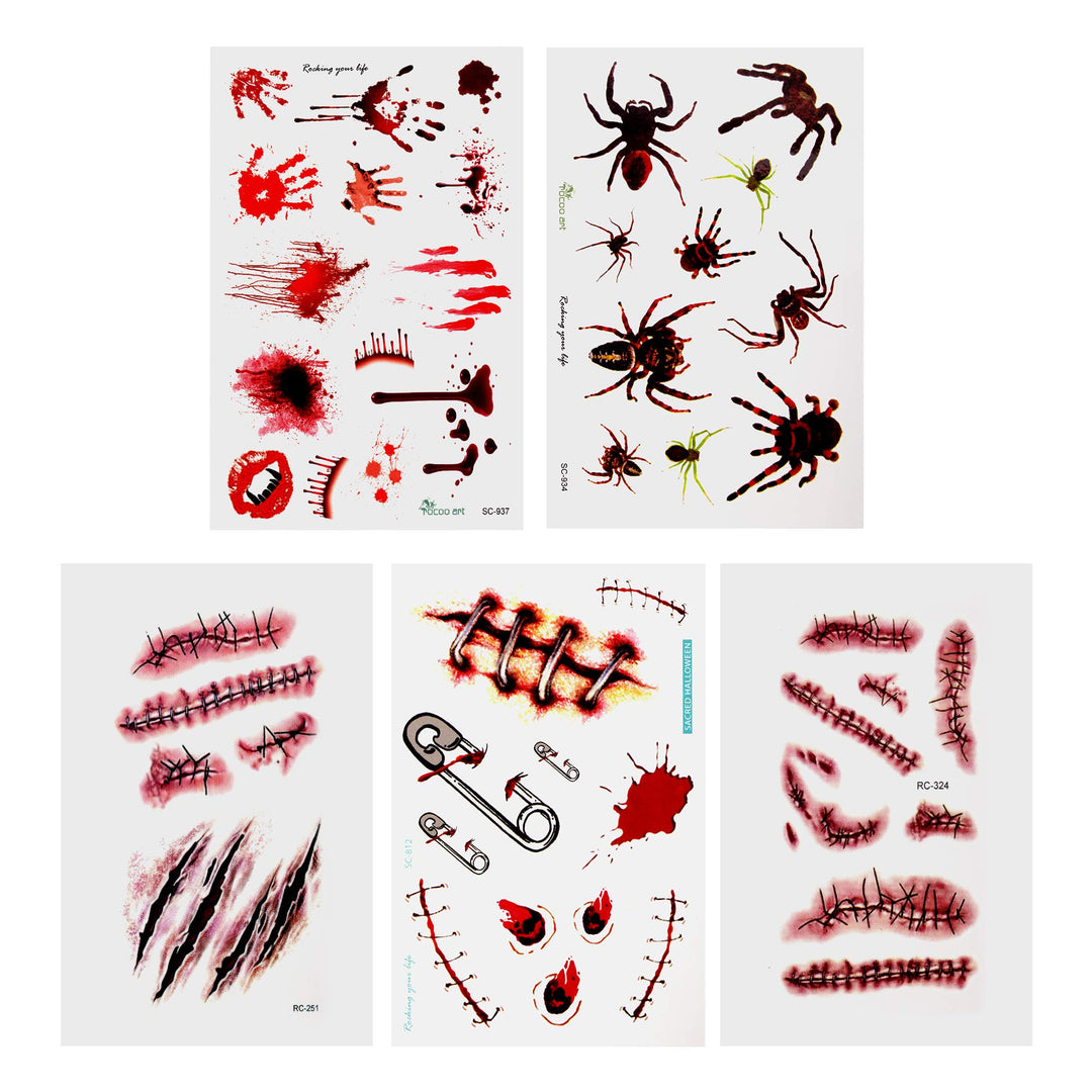 Halloween Bloody Knife Fake Knife with 7 Sheets Scar Tattoo Stickers for Halloween Party Costume (Style B)