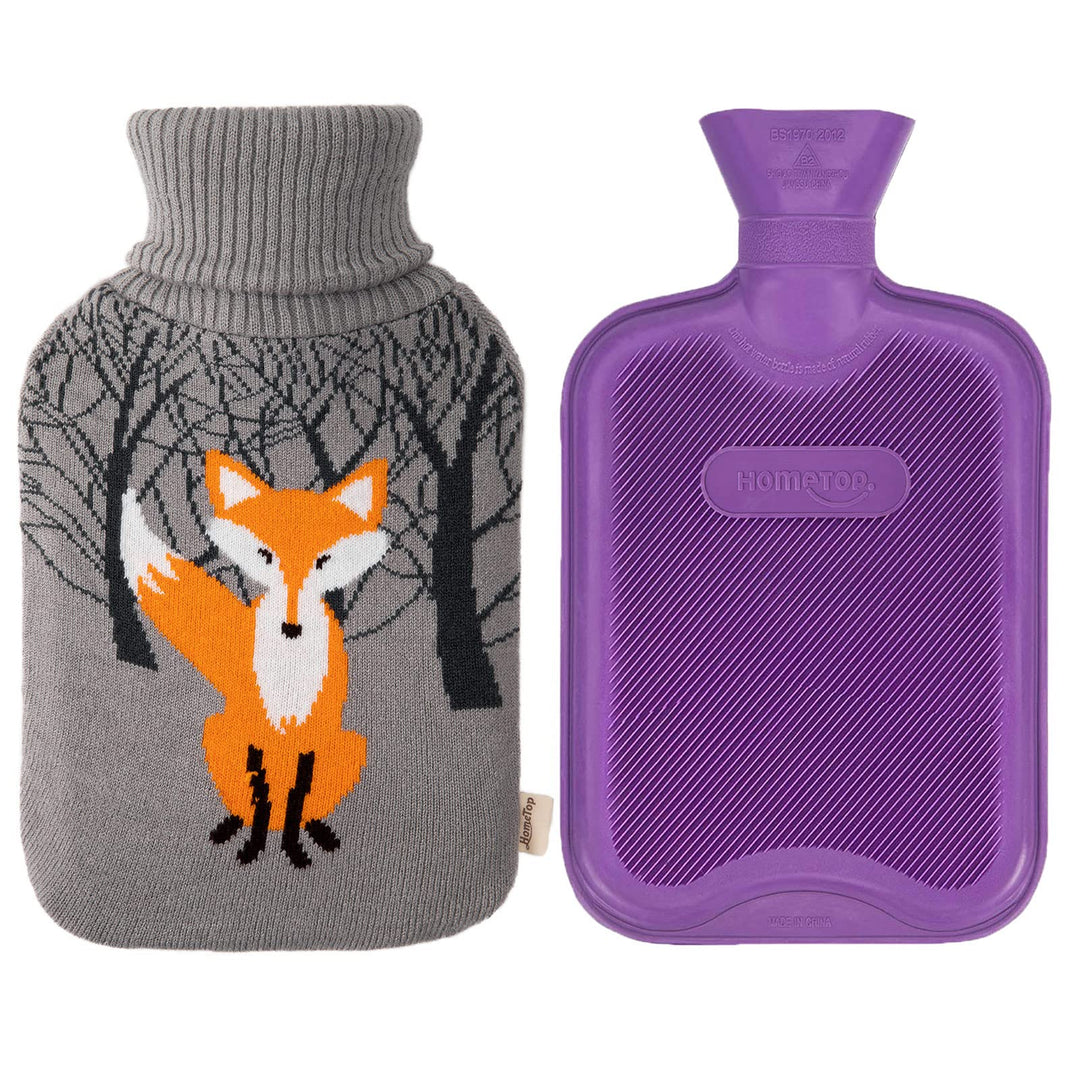 2 Liter Premium Classic Rubber Hot Water Bottle w Cute 
