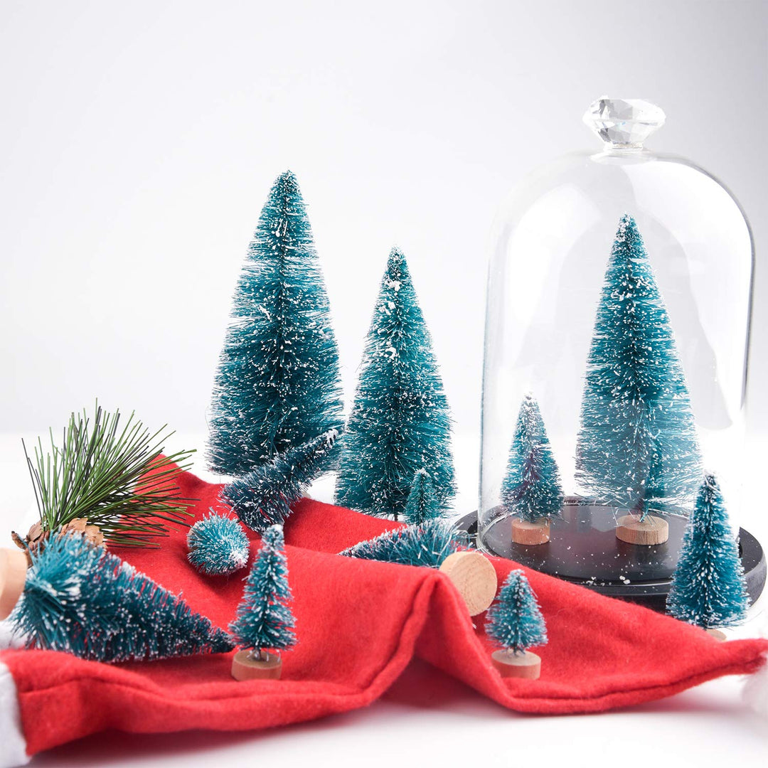 66Pcs Mini Christmas Trees Bottle Brush Trees Sisal Snow Pine Trees Architecture Trees Winter Snow Ornaments for Christmas Decorations Diorama Models, Small Size Trees