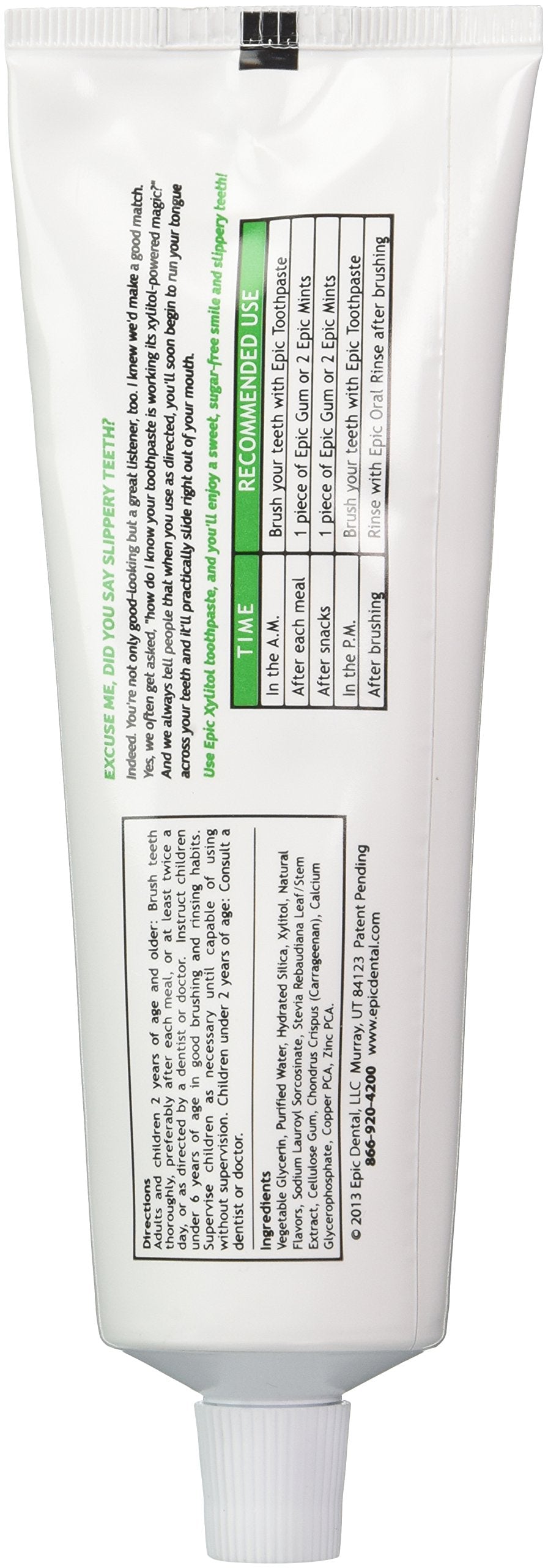 Epic Dental Fluoride Free Xylitol Toothpaste, Spearmint