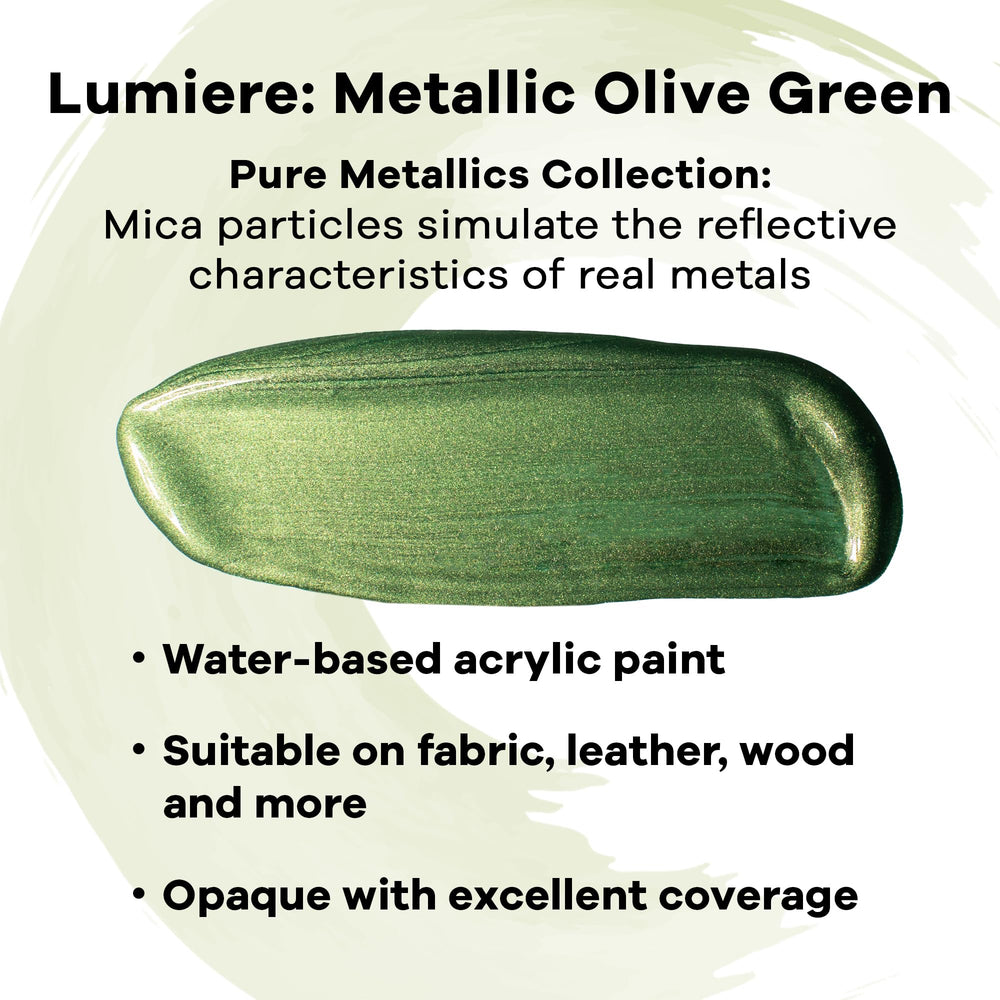 Jacquard Lumiere 2.25oz Fabric Paint Metallic Olive Gre