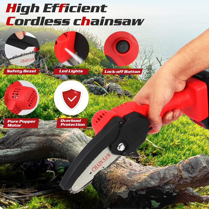 Mini Chainsaw Cordless Power Electric-Chain-Saws - 4 In