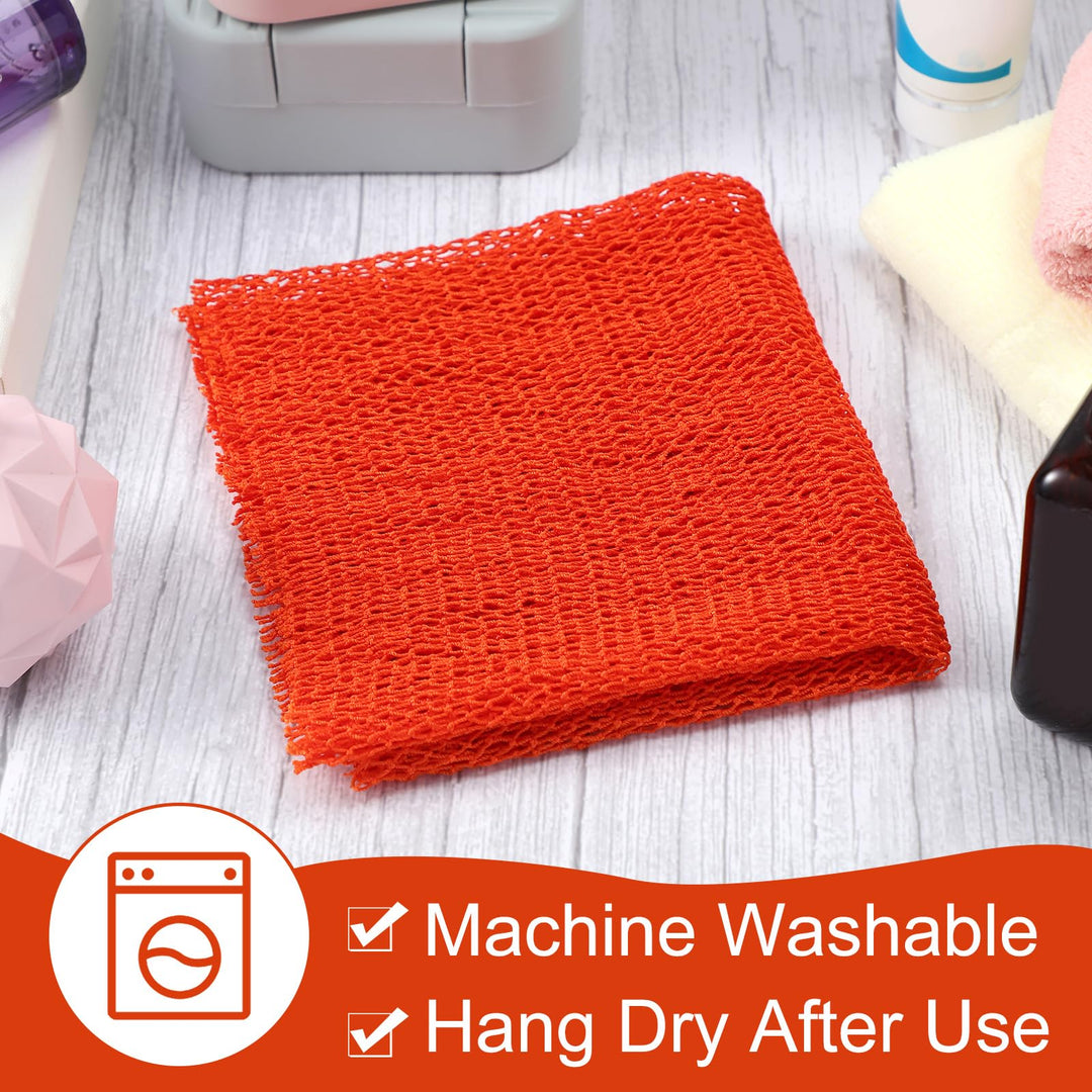 African Long Bathing Net Sponge Long Net Shower Body Scrubber Back Scrubber Skin Smoother Net Bathing Sponge for Daily Use or Stocking Stuffer (Orange)