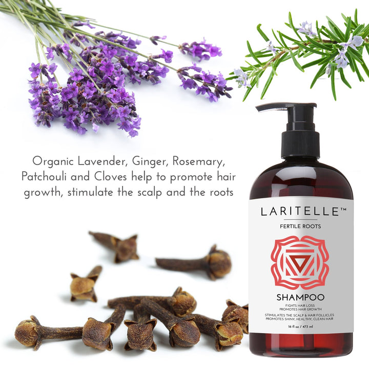 Organic Shampoo 16 oz. Fortifying, Strengthening, Rejuvenating. Prevents Hair Shedding, Promotes New Hair Growth. Ayurvedic Herbs, Lavender, Ginger, Rosemary, Patchouli and Cloves. Vegan. GF