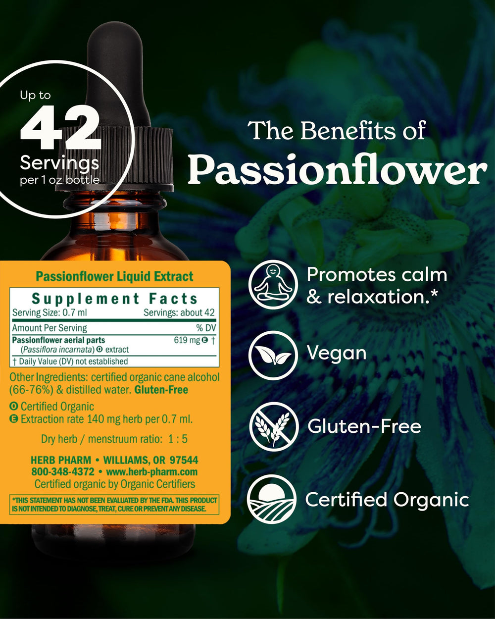 Herb Pharm Certified Organic Passionflower Extract for 
