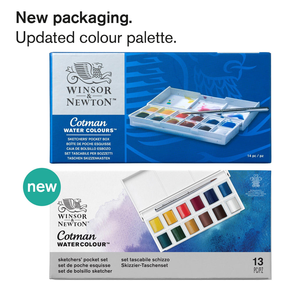 Cotman Watercolor Paint Set, Sketchers' Pocket Set, 12 Half Pan w/ Brush