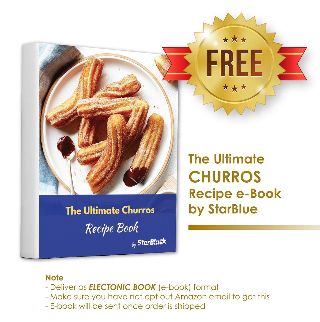Churrera Churro Maker with FREE Recipe e-Book - Easy Piping Nozzle Tool for Deep Fry Churro in 8 Difference Shapes