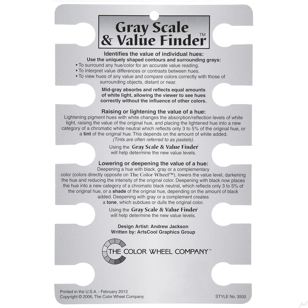 Color Wheel Pocket Guide with Gray Scale Value Finder – for both the amateur and professional artists