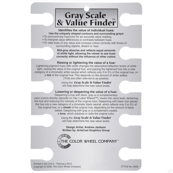 Color Wheel Pocket Guide with Gray Scale Value Finder – for both the amateur and professional artists