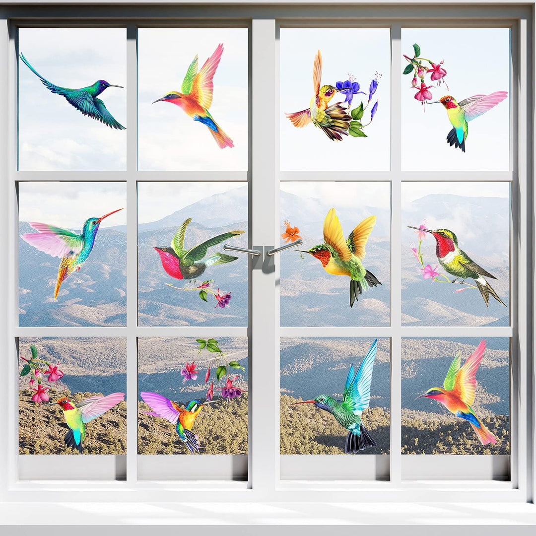 20 Pieces Large Size Hummingbird Window Hummingbird Decals for Window Anti-Collision Window Clings Decals to Prevent Bird Strikes on Window Glass Non Adhesive Vinyl Cling Hummingbird Stickers