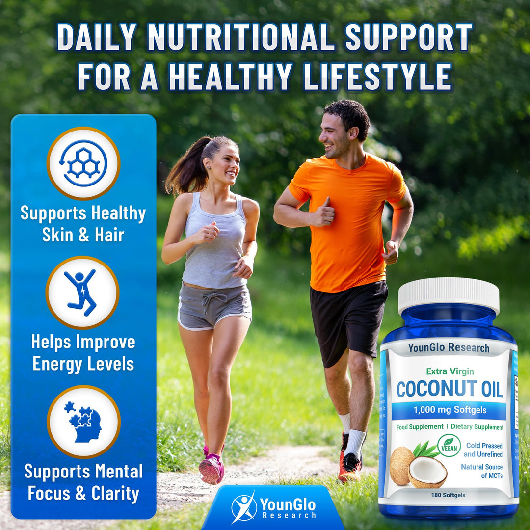 YounGlo Research Coconut Oil 1000 mg 100% Cold-Pressed 