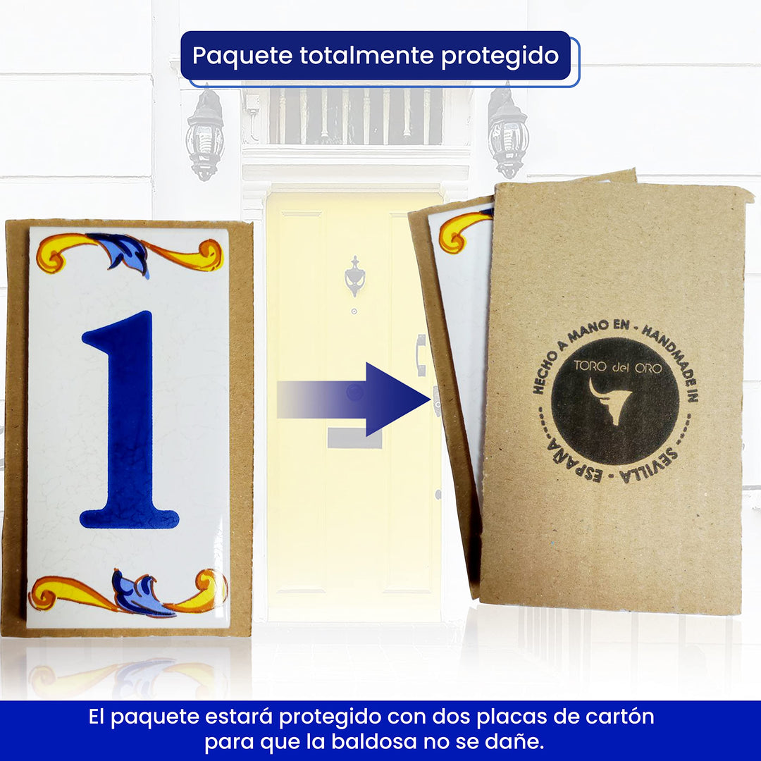 - House number - Number for house, Glazed ceramic, Hand painted spanish technique, Names and Addresses (9)