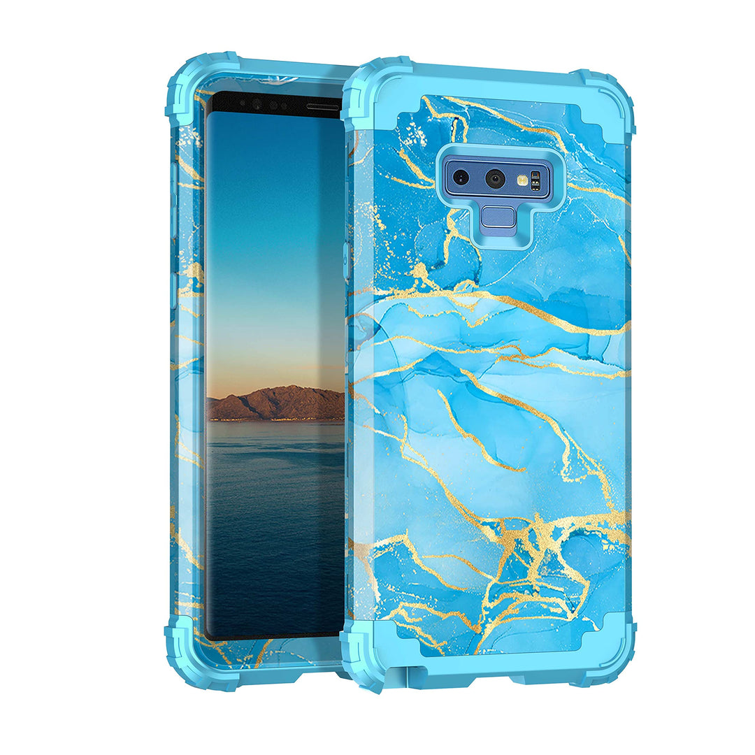 for Galaxy Note 9 Case,Heavy Duty Shockproof 3 Layer Hard PC+Soft Silicone Bumper Rugged Anti-Slip Protective Cases for Samsung Galaxy Note 9,Blue Marble