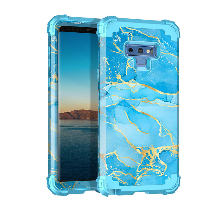 for Galaxy Note 9 Case,Heavy Duty Shockproof 3 Layer Hard PC+Soft Silicone Bumper Rugged Anti-Slip Protective Cases for Samsung Galaxy Note 9,Blue Marble