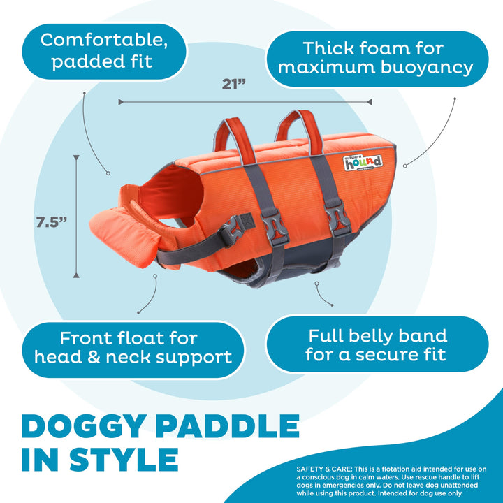 Granby Splash Orange Dog Life Jacket, XL