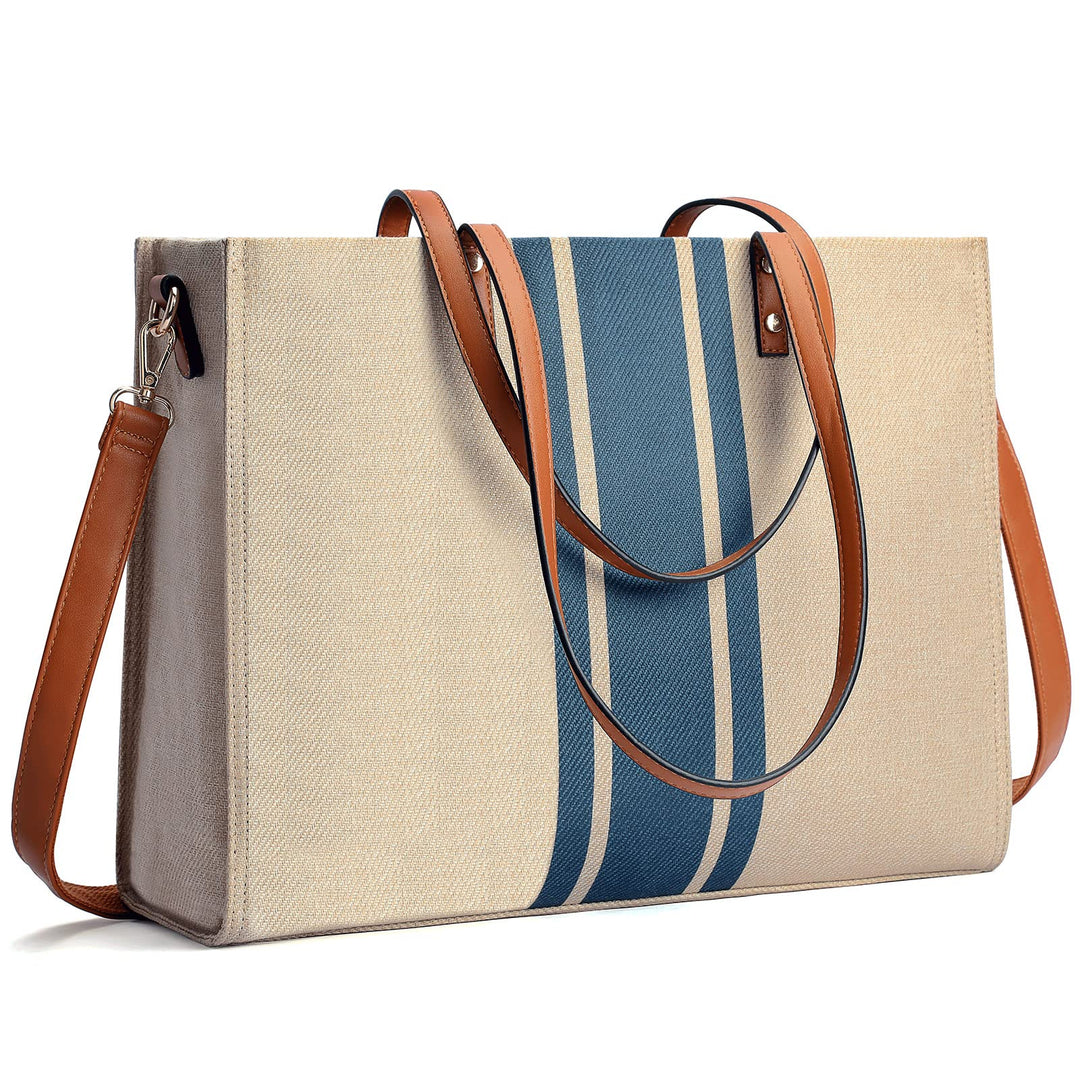 BOLOSTA Laptop Tote Bag For Women Fits 15.6 Inch Large Laptop Work Tote Bags Computer Briefcase Shoulder Bag, Blue, Large, Casual