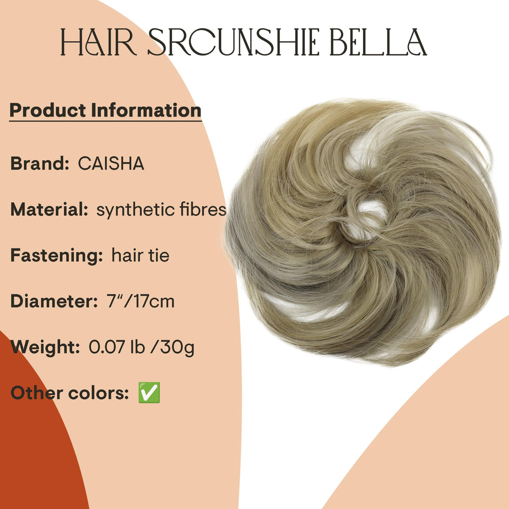 blonde mix 25H101 : PRETTYSHOP Scrunchie Bun Up Do Hair piece Hair Ribbon Ponytail Extensions Wavy Curly or Messy Various Colors (blonde mix 25H101)