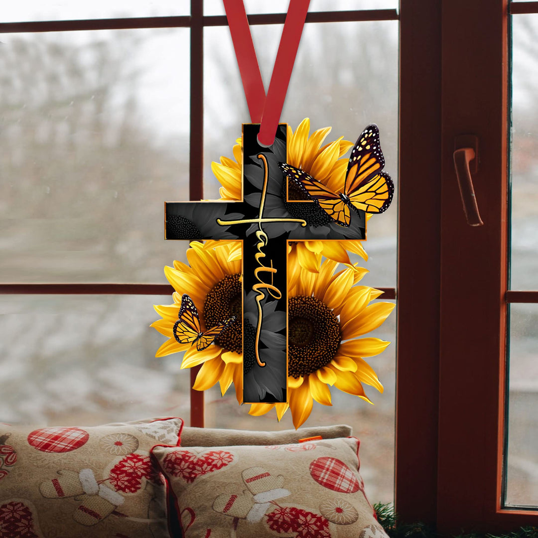 Talataca Faith Sunflower God Jesus Cross Christian Butt