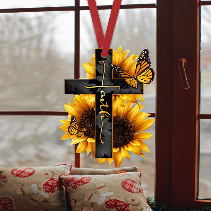 Talataca Faith Sunflower God Jesus Cross Christian Butt