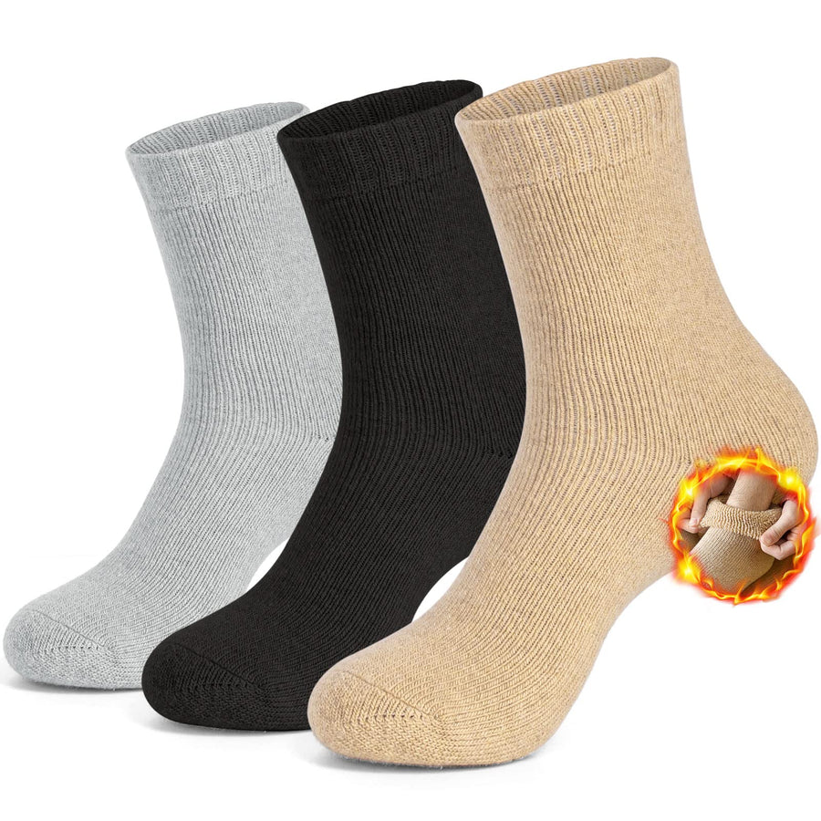 Mens Wool Thermal Socks Thick Warm Winter Wool Socks 3 Pairs Heavy Soft Boot Socks for Men for Cold Weather