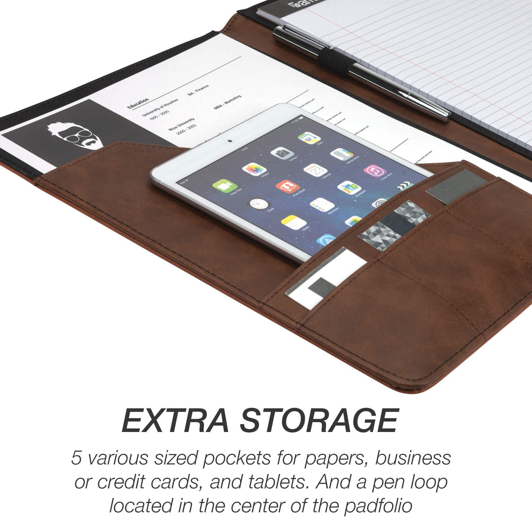 Samsill Two-Tone Padfolio, Resume Portfolio, Business Portfolio, with 8.5 x 11 Writing Pad, Brown and Dark Brown