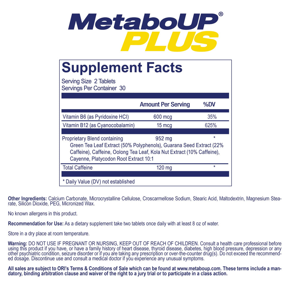 MetaboUP Plus - 2 60 Ct Bottles - Thermogenic Weight Loss - Energy Booster Pills